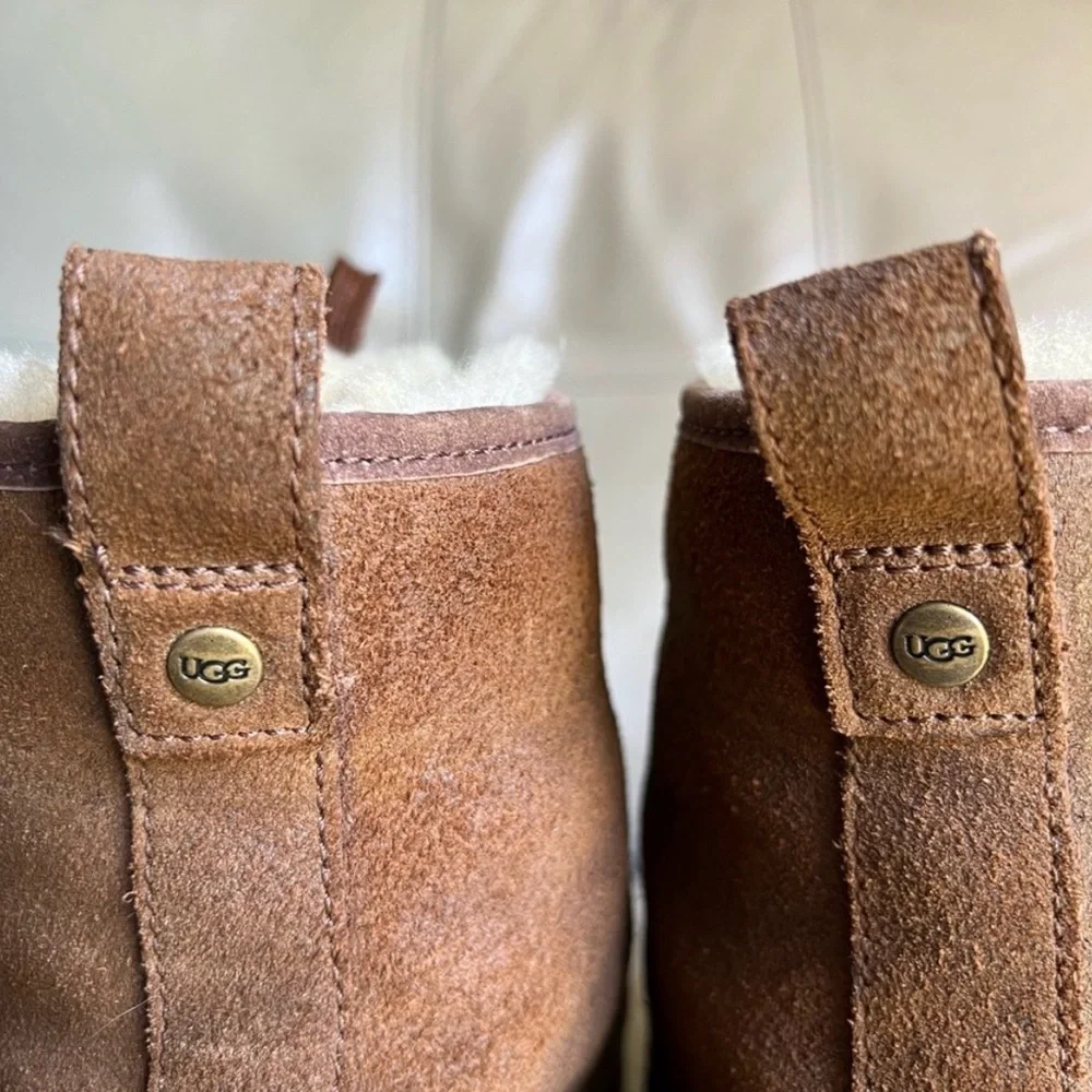 UGG Hannen TL Boots Sz 10 Waterproof Winter Leather Sheepskin Work Warm Brown